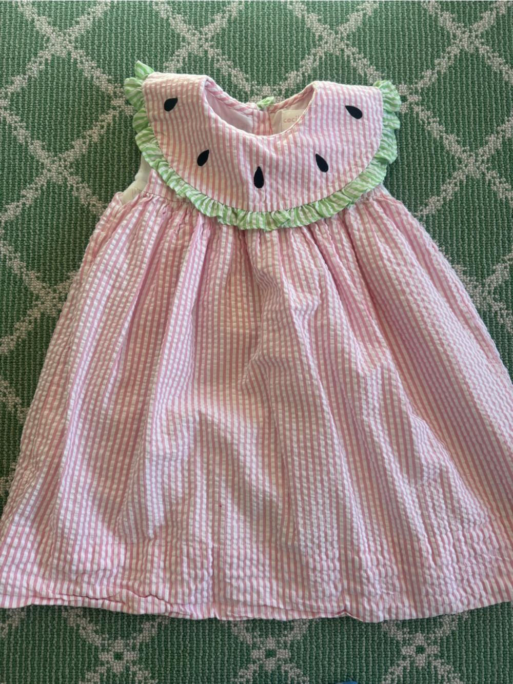 Pink Watermelon Seersucker Bib Dress for Kids